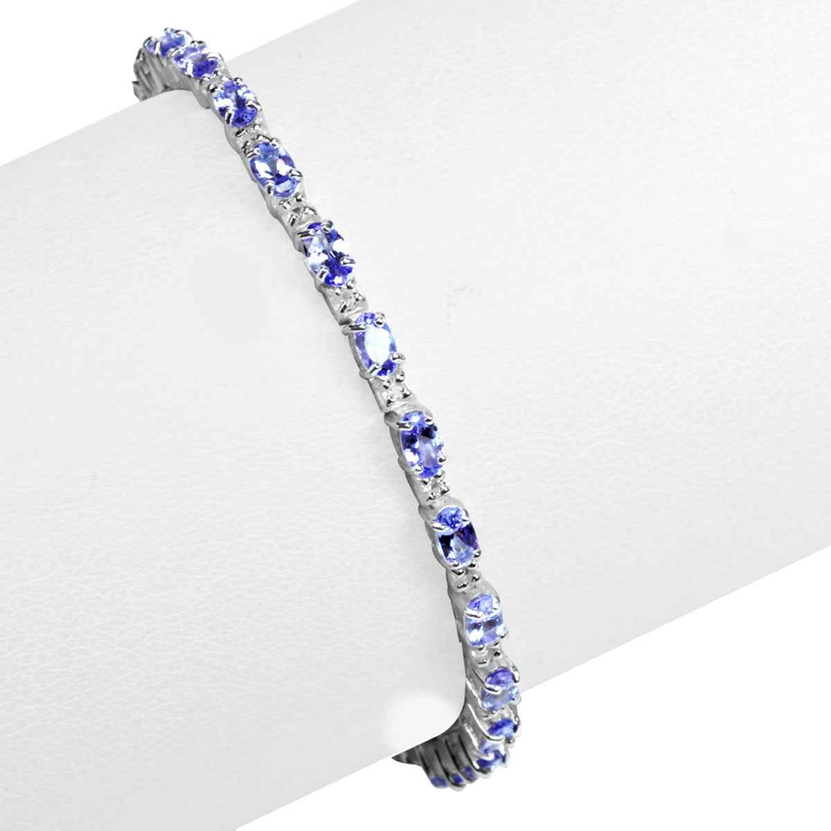 4.62ct. Genuine Tanzanite White Topaz 925 Sterling Silver 6.5 to 8 Inch Adjustable Bracelet