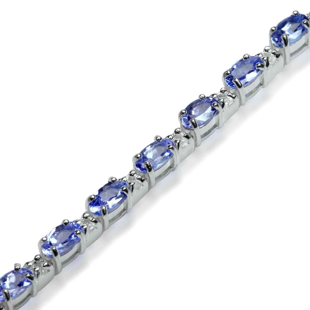 4.62ct. Genuine Tanzanite White Topaz 925 Sterling Silver 6.5 to 8 Inch Adjustable Bracelet