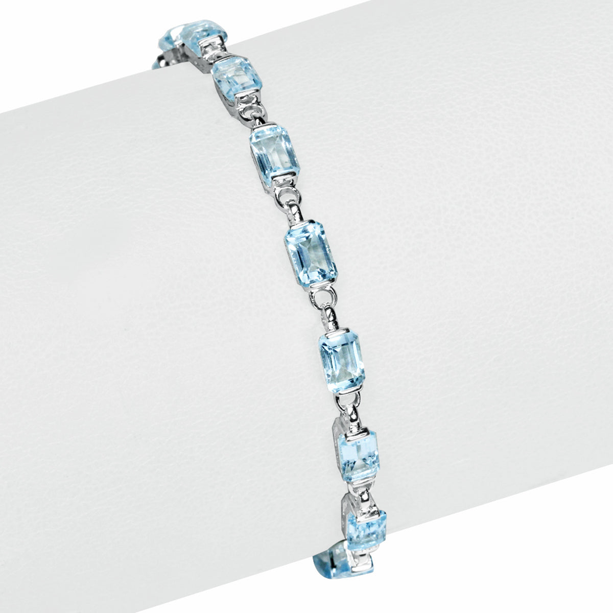 10.5ct. Genuine Blue Topaz 925 Sterling Silver 7 to 8.5 Inch Adjustable Tennis Bracelet - Silvershake-store