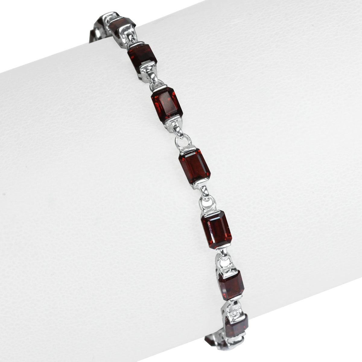 9.75ct. Natural Garnet 925 Sterling Silver 7 to 8.5 Inch Adjustable Bracelet - Silvershake-store