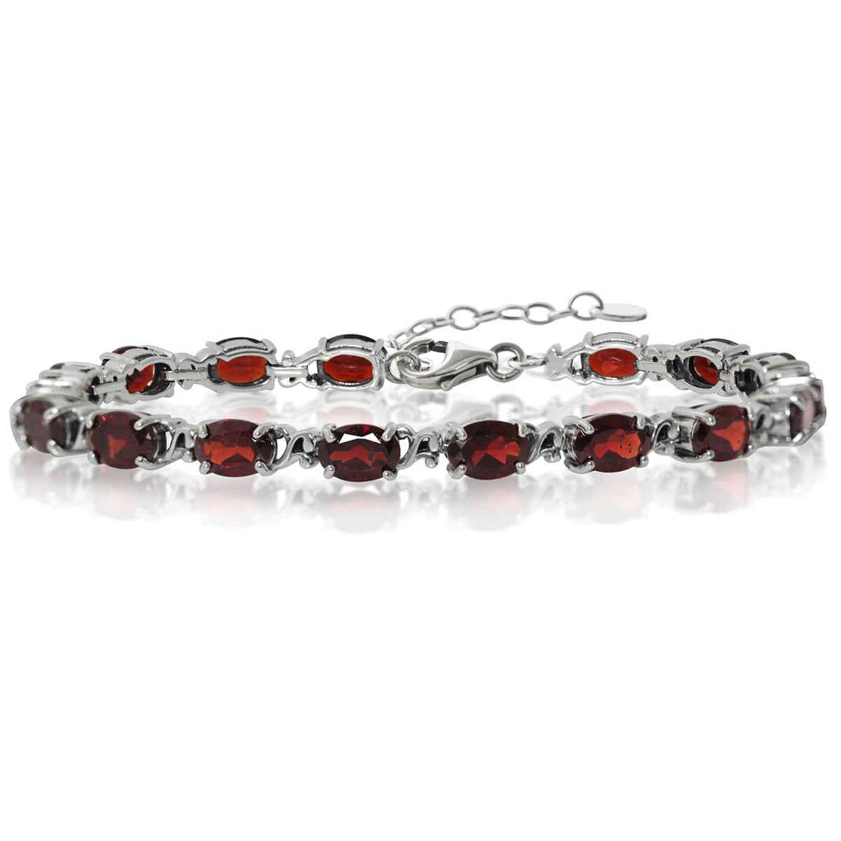 15.3ct. Natural Garnet 925 Sterling Silver Victorian Style 7.5 to 9 Inch Adjustable Bracelet