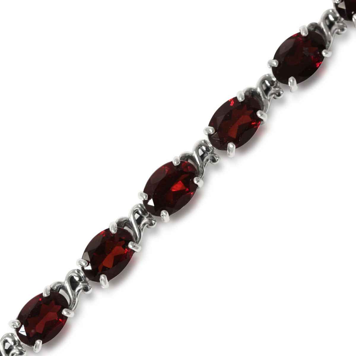 15.3ct. Natural Garnet 925 Sterling Silver Victorian Style 7.5 to 9 Inch Adjustable Bracelet