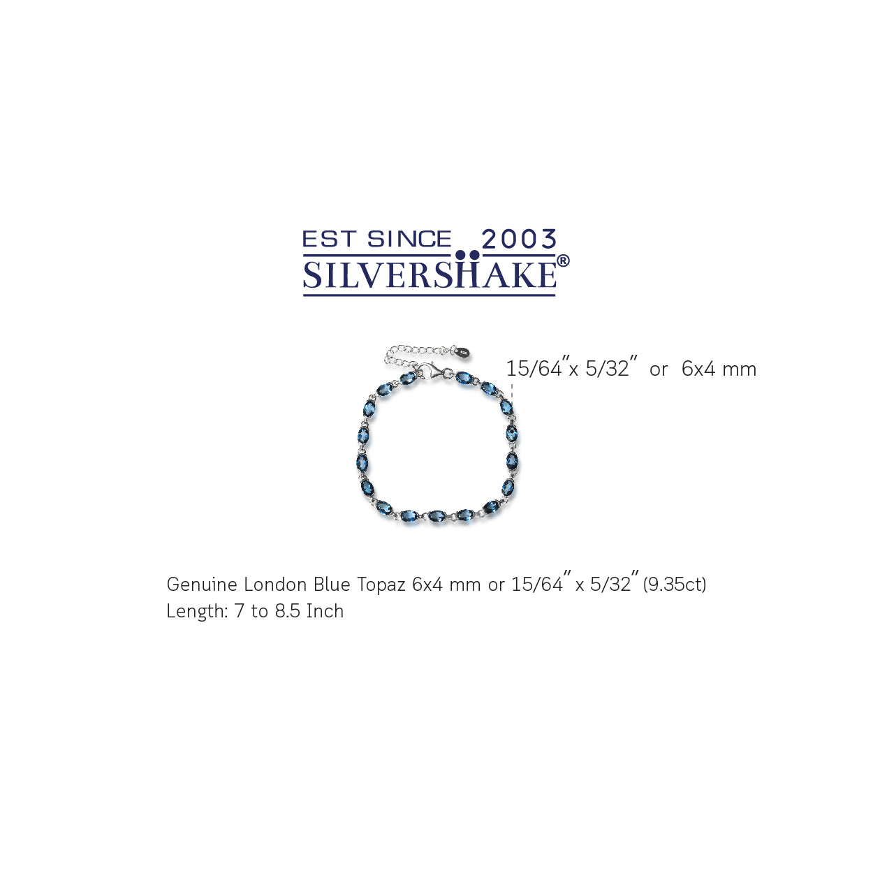 9.35ct. Genuine London Blue Topaz Gold Plated 925 Sterling Silver Tennis 7 to 8.5 Inch Adjustable Bracelet - Silvershake-store