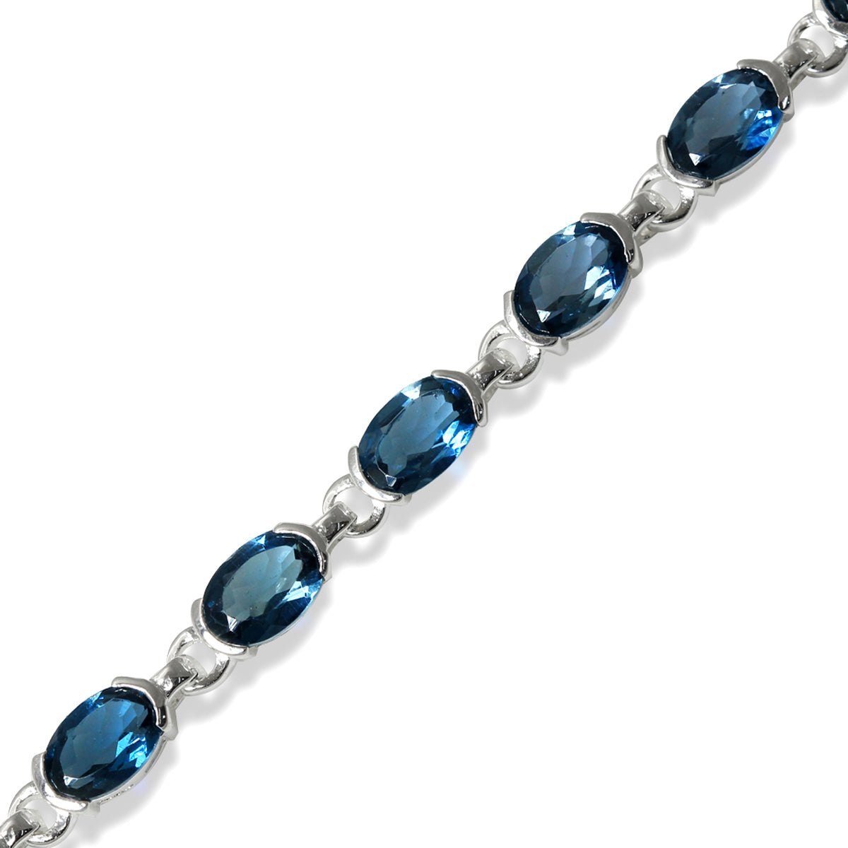 9.35ct. Genuine London Blue Topaz Gold Plated 925 Sterling Silver Tennis 7 to 8.5 Inch Adjustable Bracelet - Silvershake-store