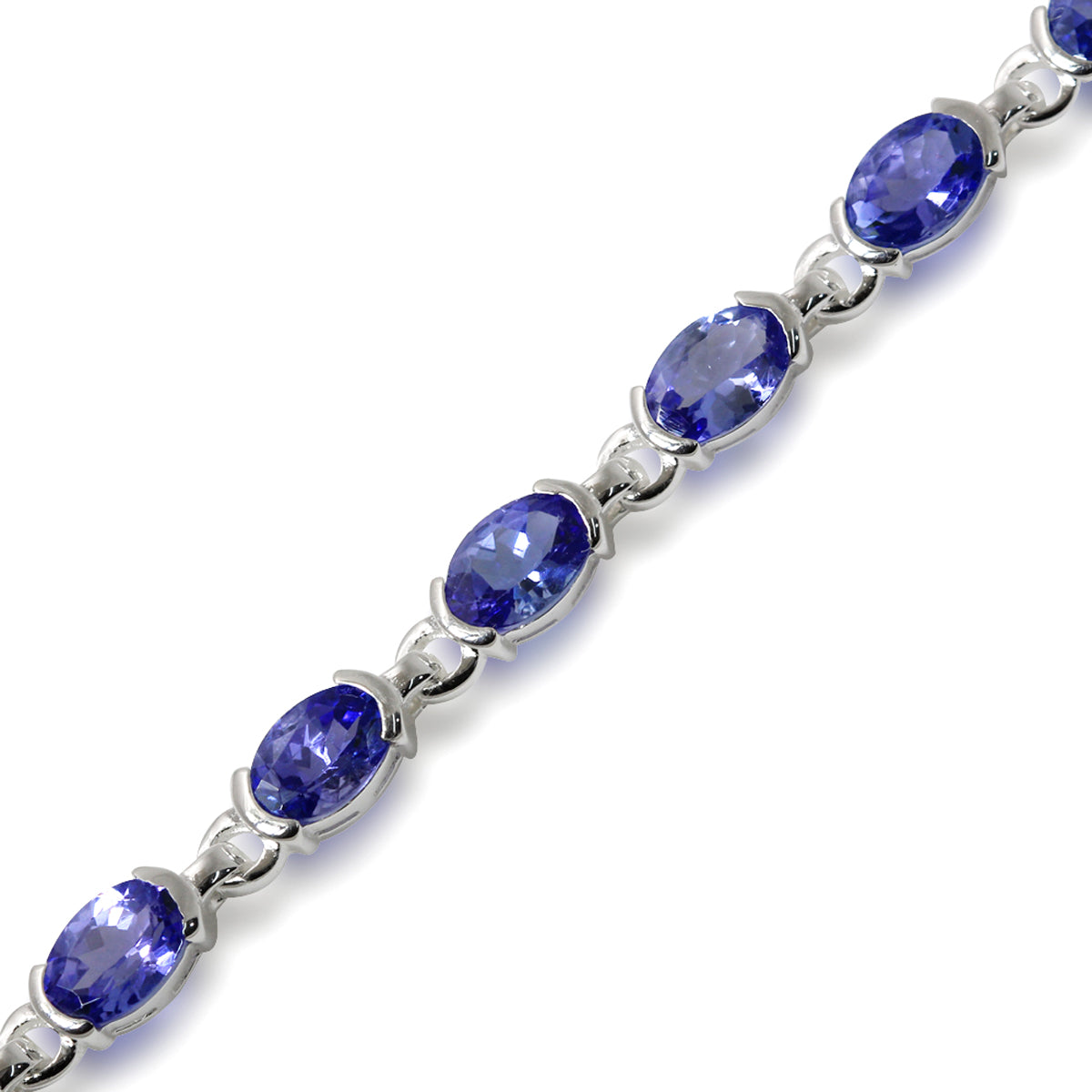7.65ct. Genuine Tanzanite 925 Sterling Silver Tennis 7 to 8.5 Inch Adjustable Bracelet - Silvershake-store