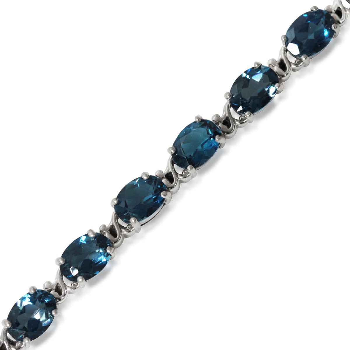 16.32ct Genuine London Blue Topaz 925 Sterling Silver Victorian Style 7.5 to 9 Inch Adjustable Bracelet