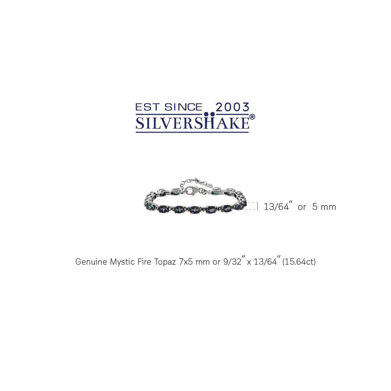 15.64ct. Mystic Fire Topaz 925 Sterling Silver Victorian Style 7.5 to 9 Inch Adjustable Bracelet