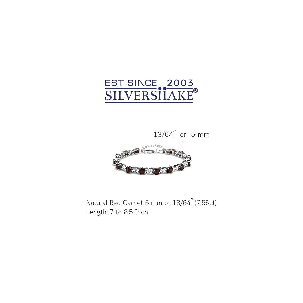 7.56ct. Natural Garnet 925 Sterling Silver Heart Victorian Style 7 to 8.5 Inch Adjustable Bracelet