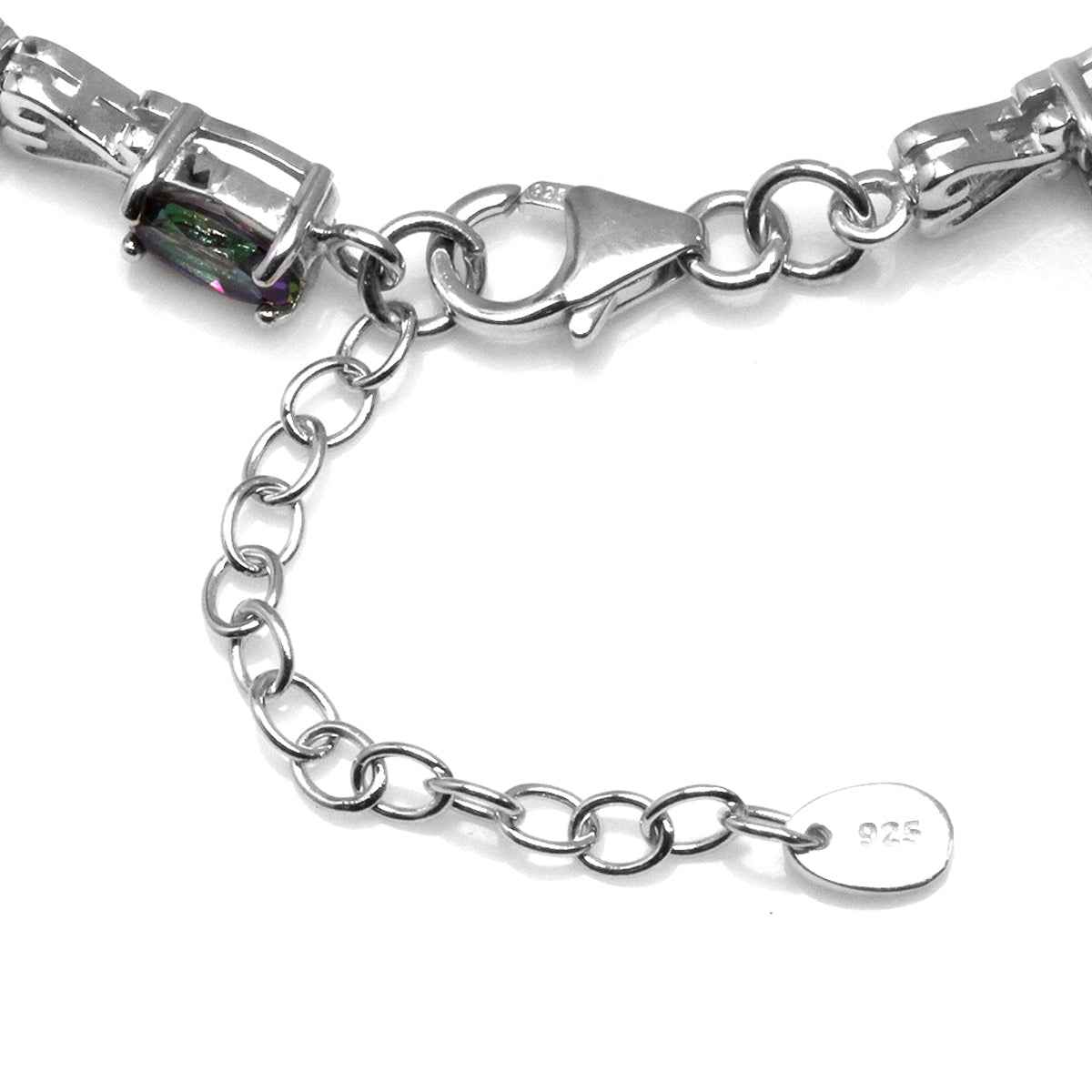 10.56ct. Mystic Fire Topaz 925 Sterling Silver Victorian Heart Style 7 to 8.5 Inch Adjustable Bracelet