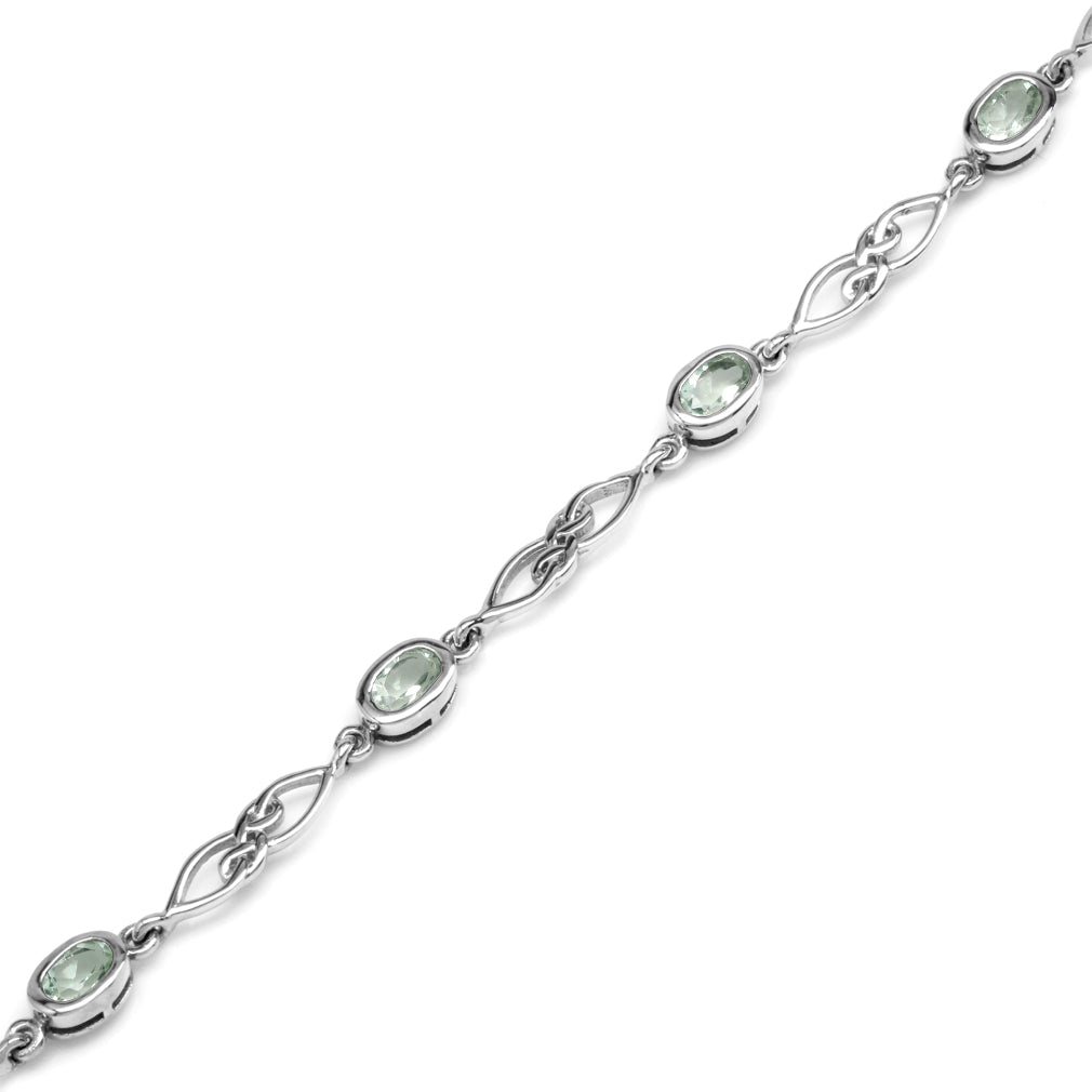 2.05ct. Genuine Green Amethyst Gold Plated 925 Sterling Silver Celtic Knot 7.25 to 8.75 Inch Adjustable Bracelet - Silvershake-store