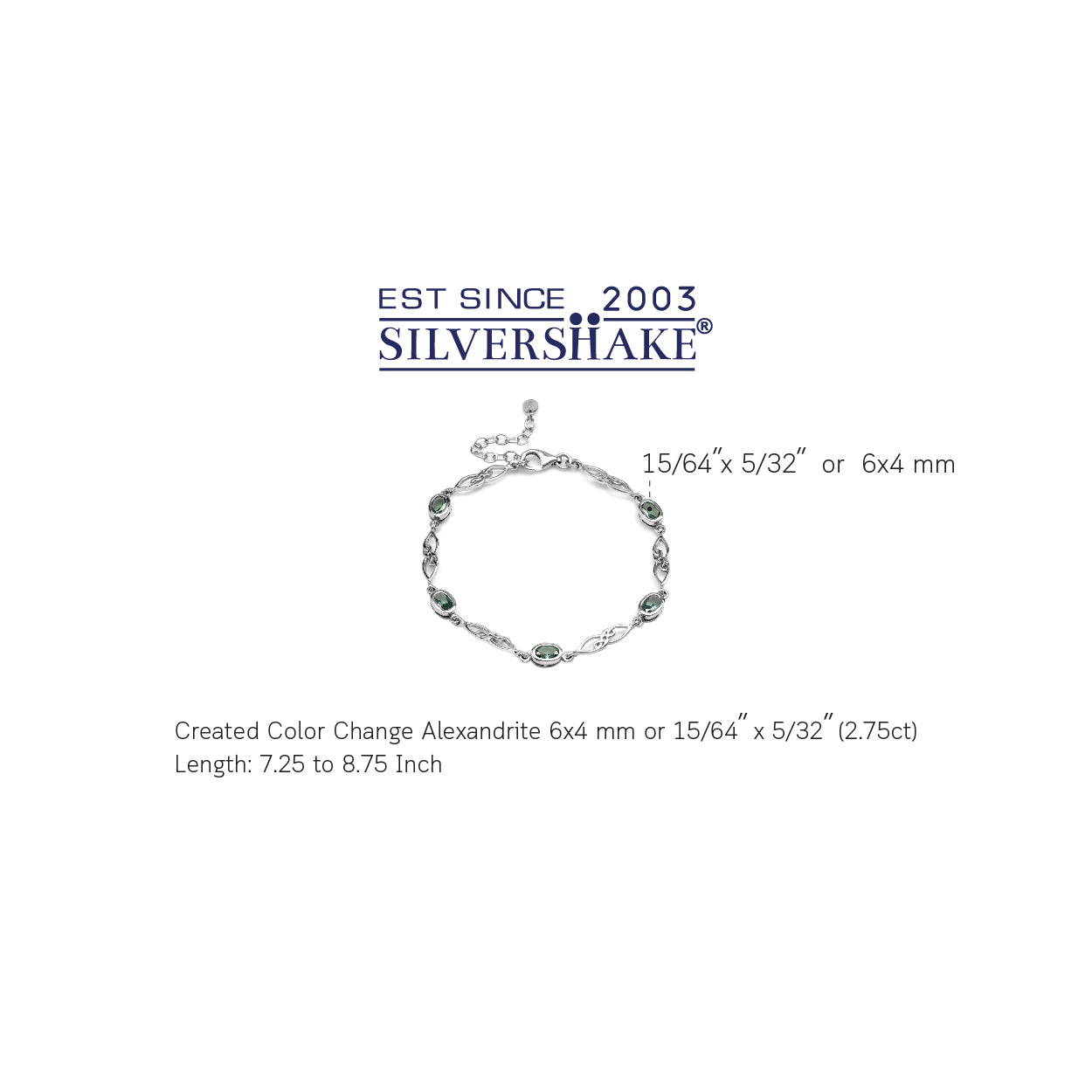 Created Color Change Alexandrite 925 Sterling Silver Celtic Knot 7.25 to 8.75 Inch Adjustable Bracelet - Silvershake-store