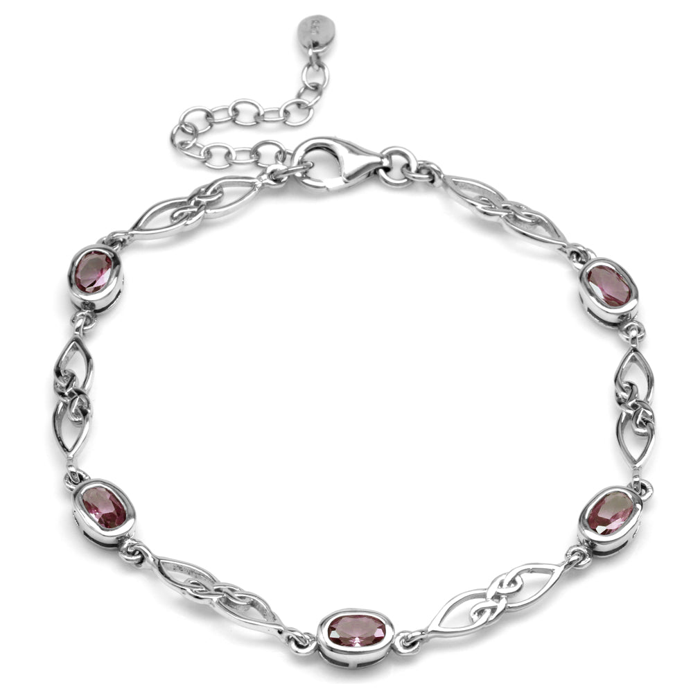 Created Color Change Alexandrite 925 Sterling Silver Celtic Knot 7.25 to 8.75 Inch Adjustable Bracelet - Silvershake-store