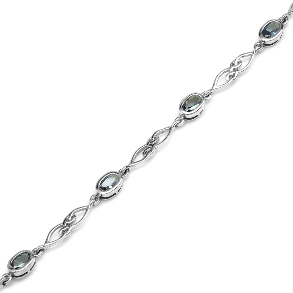 Created Color Change Alexandrite 925 Sterling Silver Celtic Knot 7.25 to 8.75 Inch Adjustable Bracelet - Silvershake-store