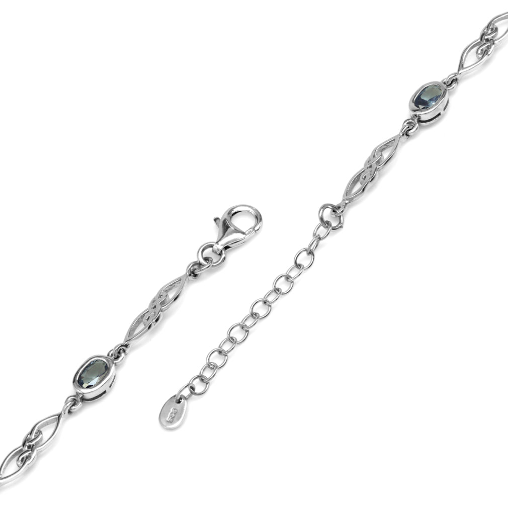 Created Color Change Alexandrite 925 Sterling Silver Celtic Knot 7.25 to 8.75 Inch Adjustable Bracelet - Silvershake-store