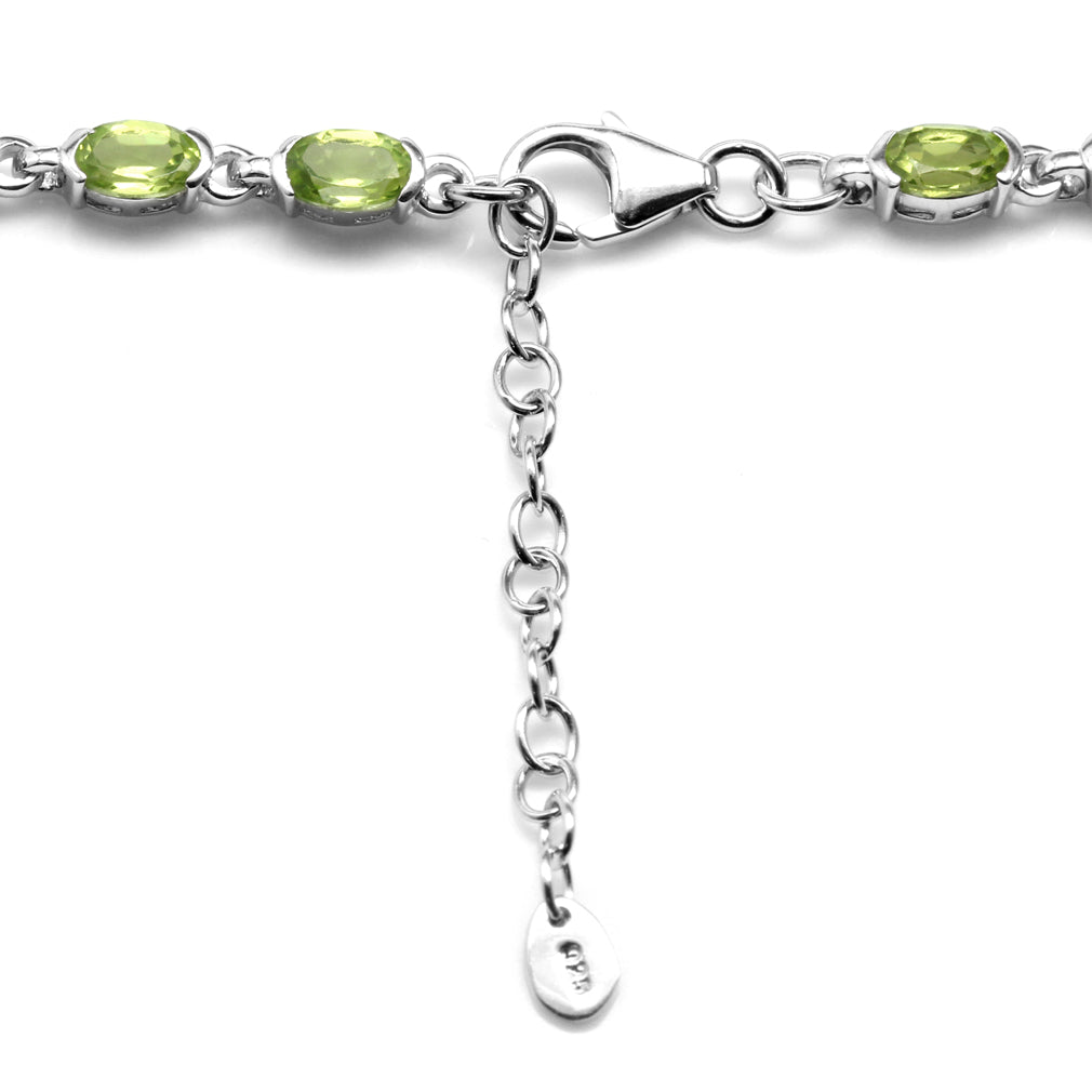 7.99ct. Natural Peridot White Gold Plated 925 Sterling Silver Tennis 7 to 8.5 Inch Adjustable Bracelet - Silvershake-store