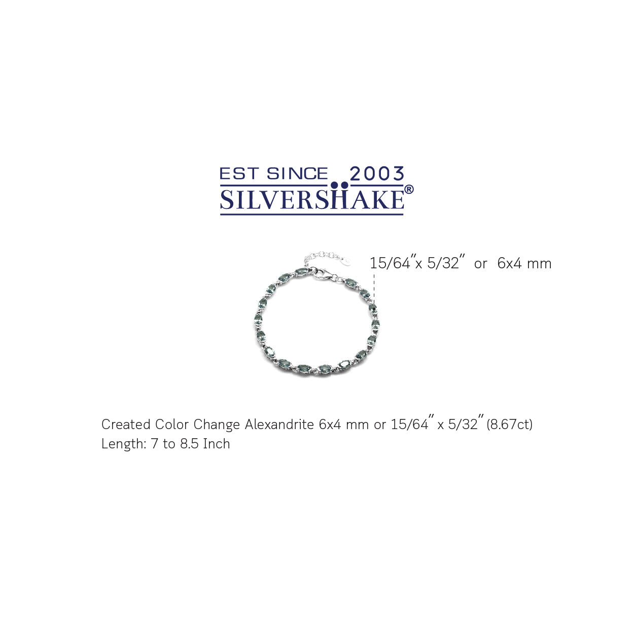 Created Color Change Alexandrite White Gold Plated 925 Sterling Silver Tennis 7 to 8.5 Inch Adjustable Bracelet - Silvershake-store