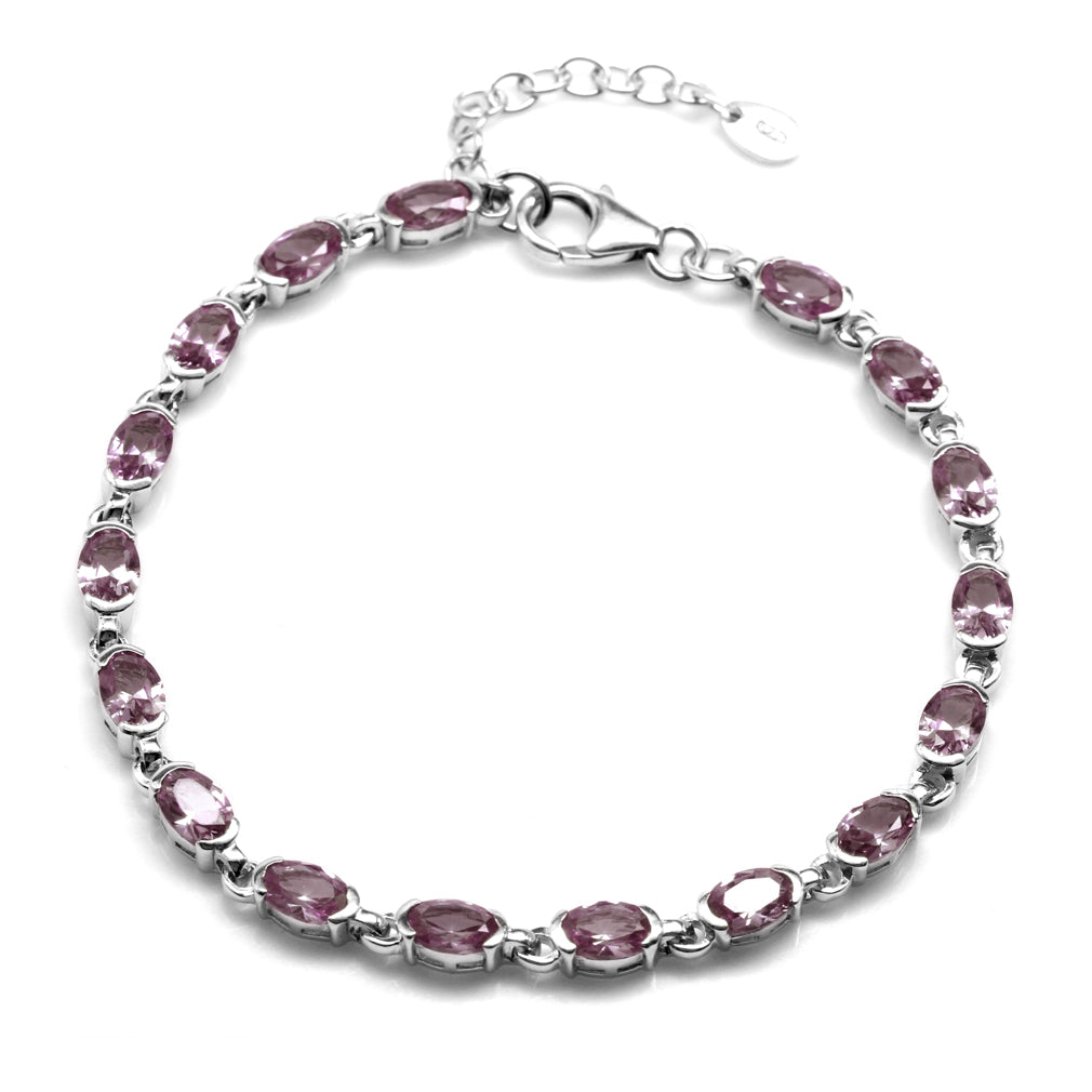 Created Color Change Alexandrite White Gold Plated 925 Sterling Silver Tennis 7 to 8.5 Inch Adjustable Bracelet - Silvershake-store