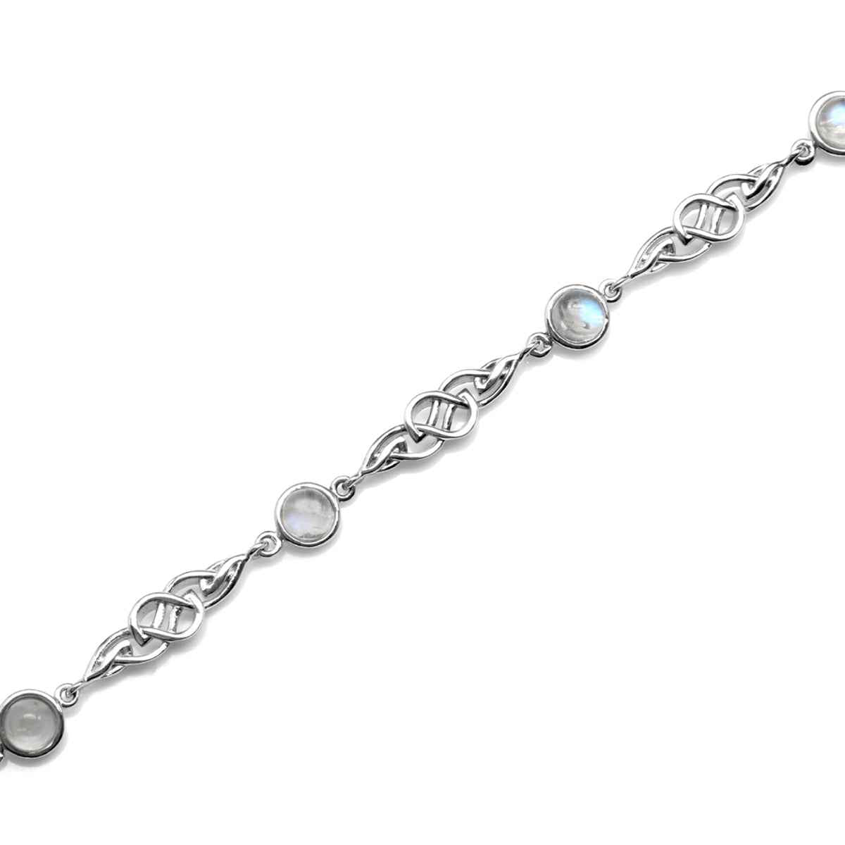 Natural Moonstone 925 Sterling Silver Celtic Knot 7 to 8.5 Inch Adjustable Bracelet