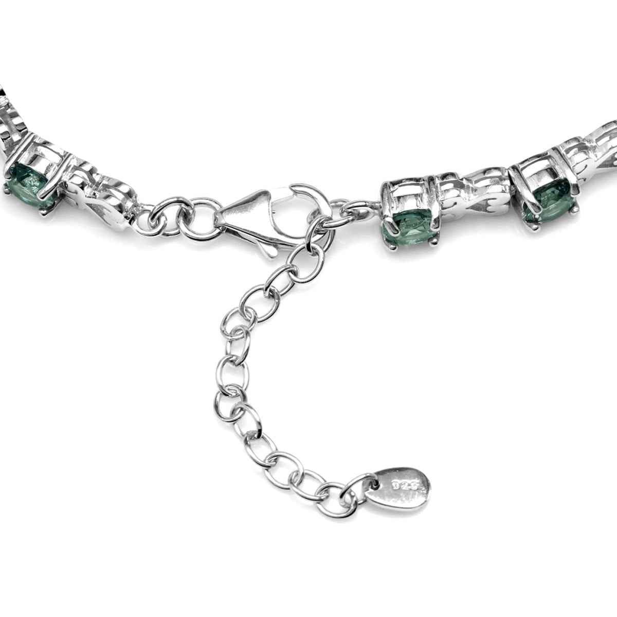 Simulated Color Change Alexandrite 925 Sterling Silver Heart Victorian Style 7 to 8.5 Inch Adjustable Bracelet