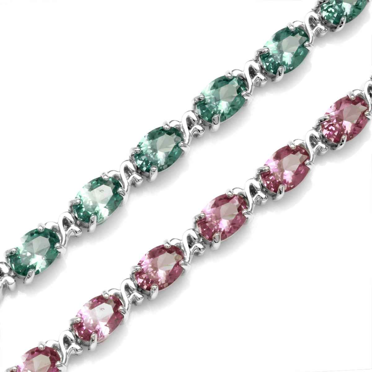 Created Color Change Alexandrite 925 Sterling Silver Victorian Style 7.5 to 9 Inch Adjustable Bracelet