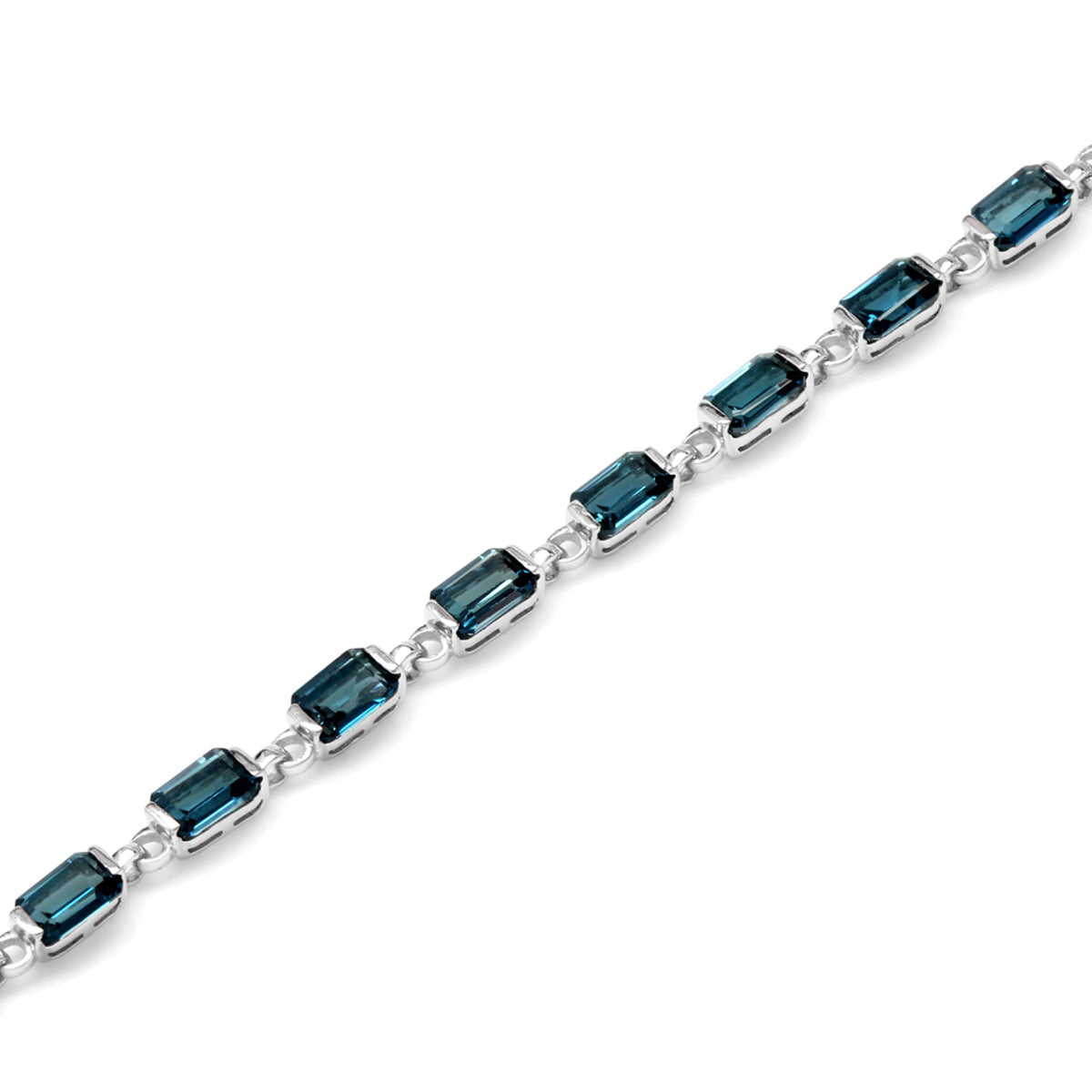 11.7ct. Genuine London Blue Topaz White Gold Plated 925 Sterling Silver 7 to 8.5 Inch Adjustable Tennis Bracelet - Silvershake-store