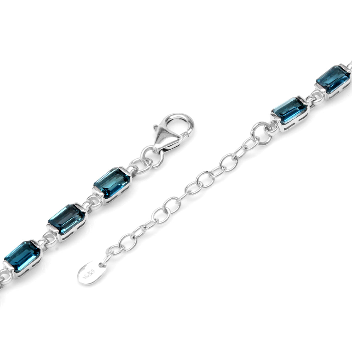 11.7ct. Genuine London Blue Topaz White Gold Plated 925 Sterling Silver 7 to 8.5 Inch Adjustable Tennis Bracelet - Silvershake-store