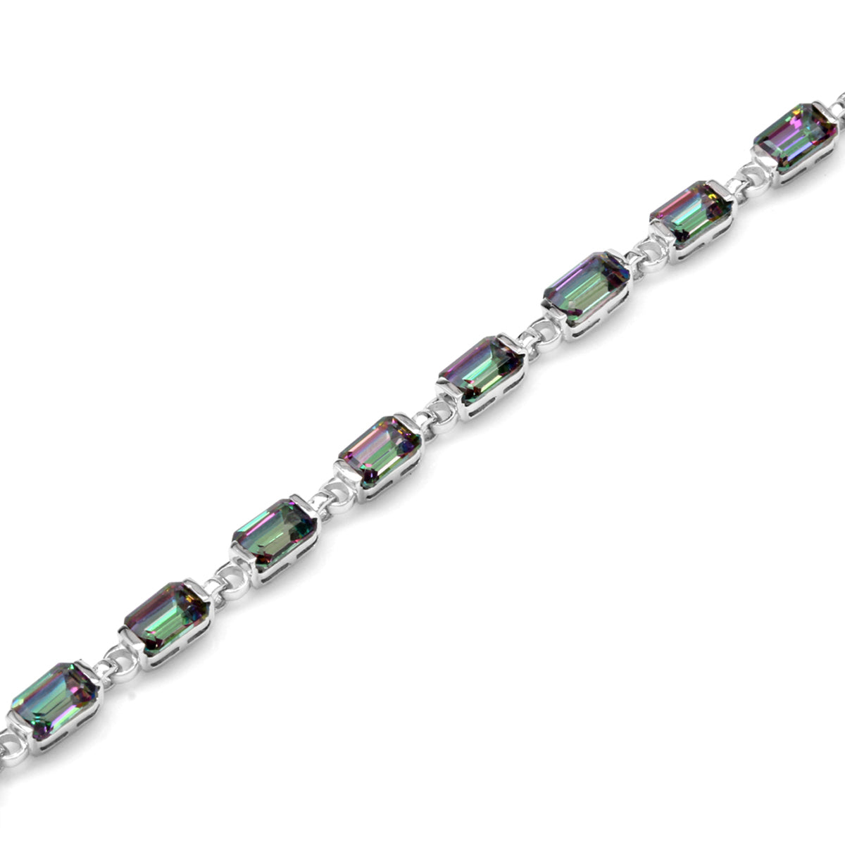 10.2ct. Mystic Fire Topaz White Gold Plated 925 Sterling Silver 7 to 8.5 Inch Adjustable Tennis Bracelet - Silvershake-store