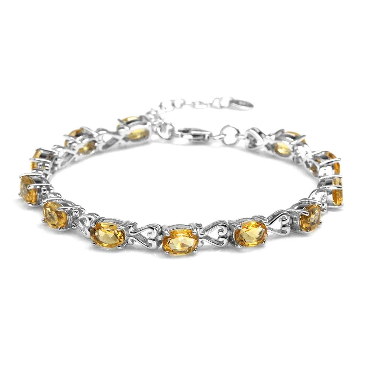 8.16ct. Natural Citrine 925 Sterling Silver Victorian Heart Style 7-8.5" Adjustable Bracelet