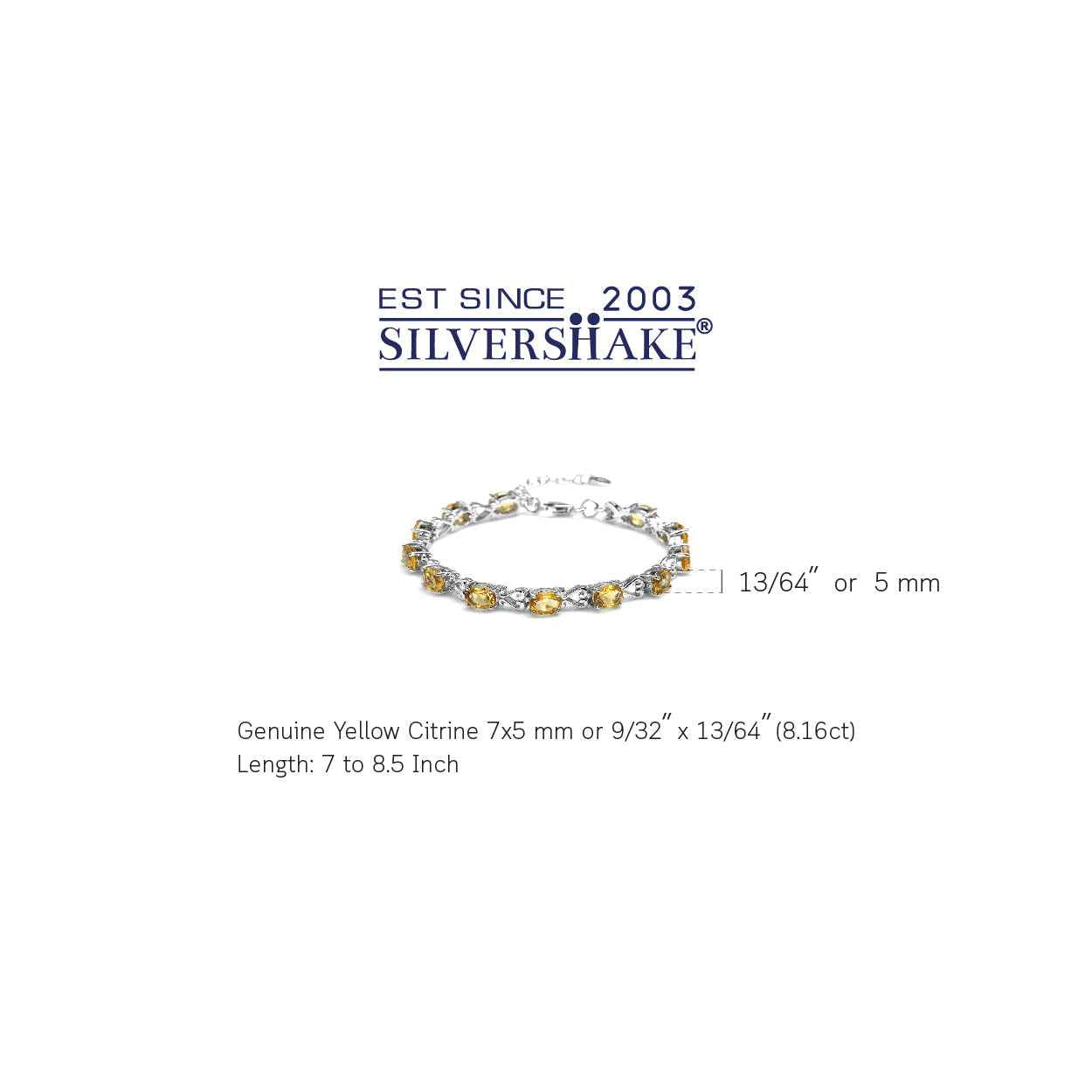 8.16ct. Natural Citrine 925 Sterling Silver Victorian Heart Style 7-8.5" Adjustable Bracelet