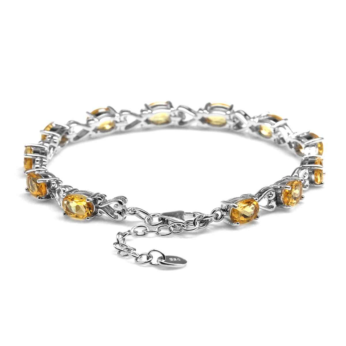 8.16ct. Natural Citrine 925 Sterling Silver Victorian Heart Style 7-8.5" Adjustable Bracelet