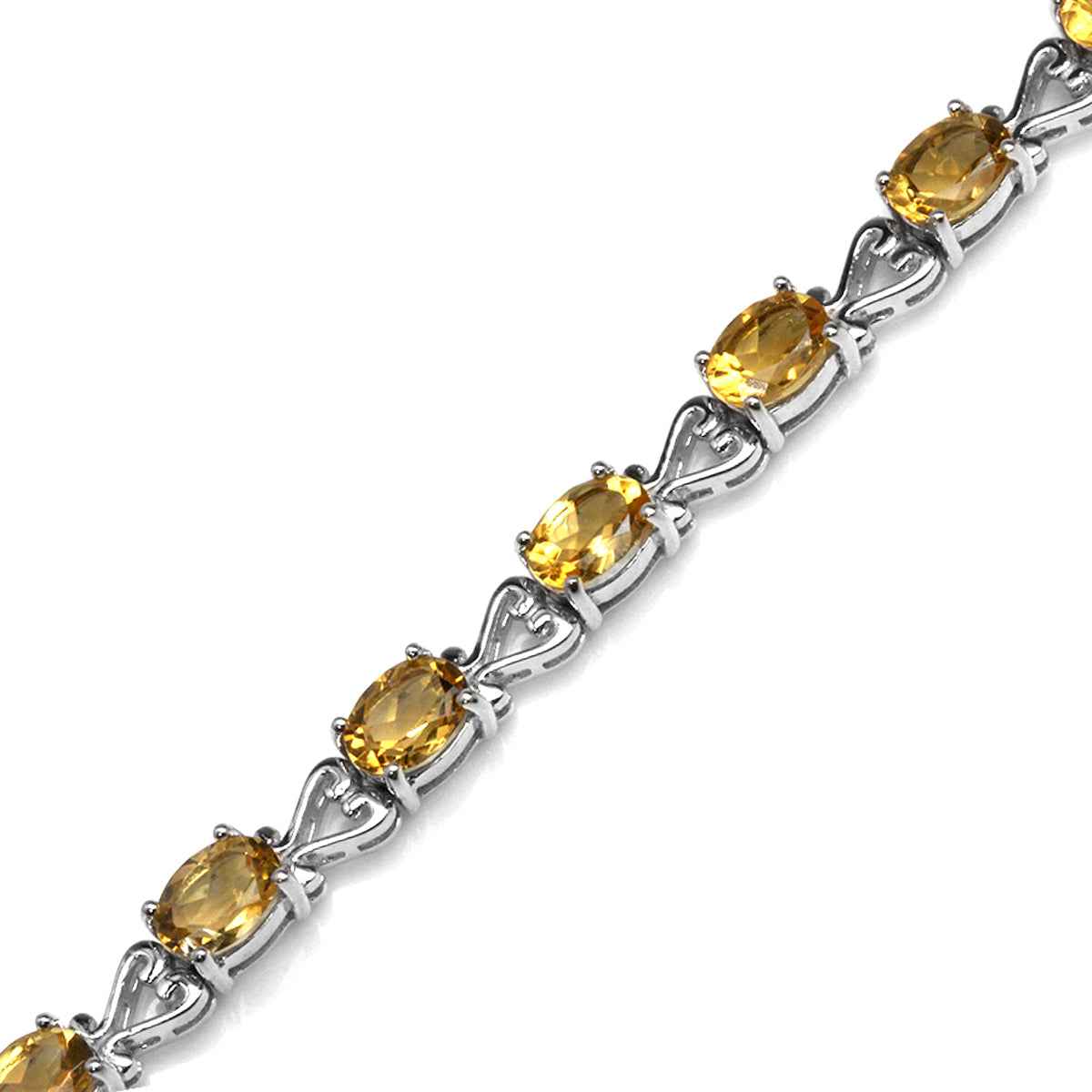 8.16ct. Natural Citrine 925 Sterling Silver Victorian Heart Style 7-8.5" Adjustable Bracelet