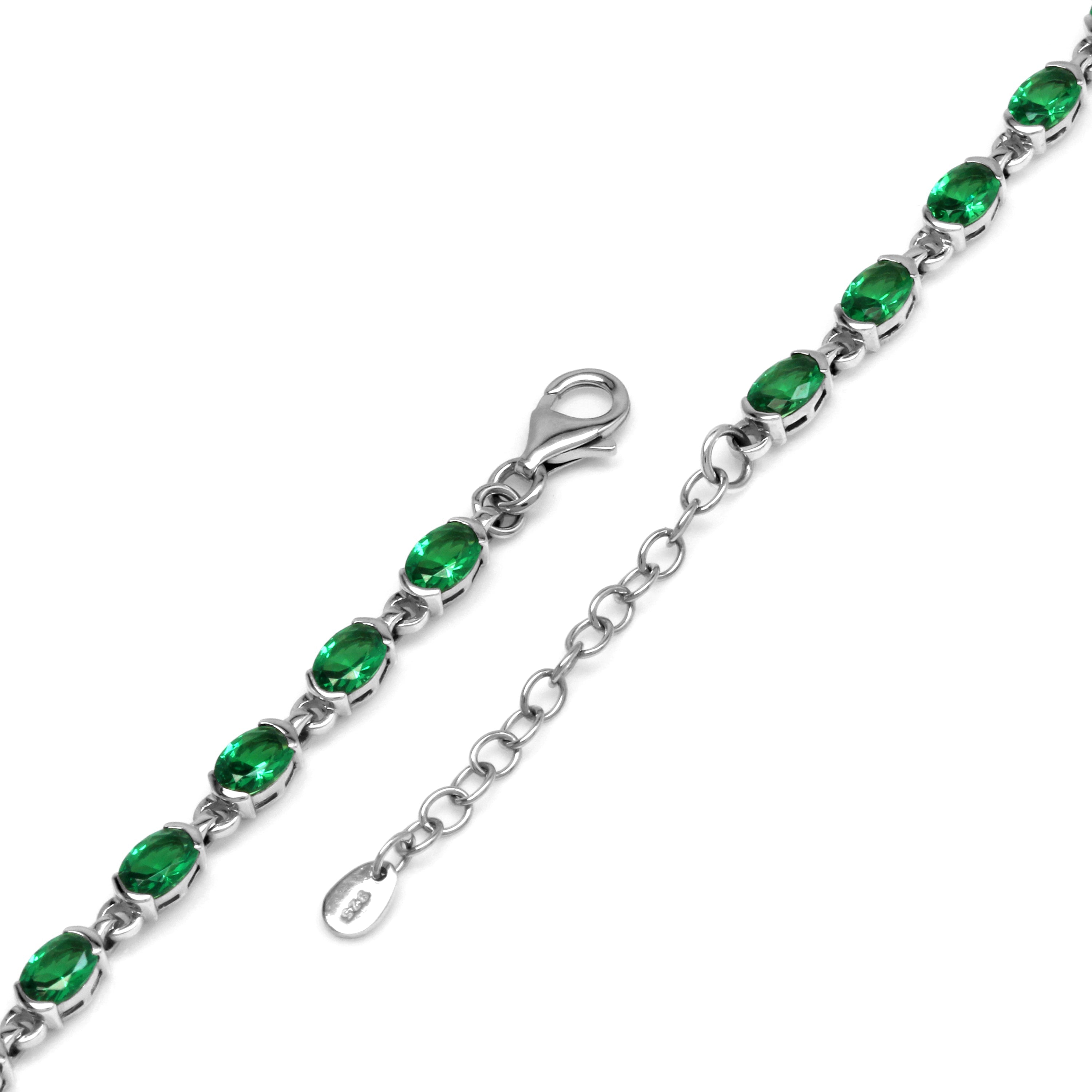 6.29 Ct Nano Green Emerald 925 Sterling Silver Tennis 7-8.5" Adjustable Bracelet - Silvershake-store