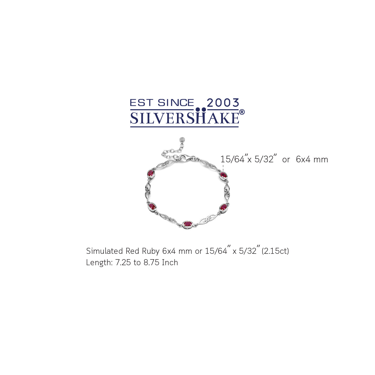 2.1 Ct Simulated Red Ruby 925 Sterling Silver Celtic Knot 7.25-8.75 Inch Adjustable Bracelet for Women - Silvershake-store