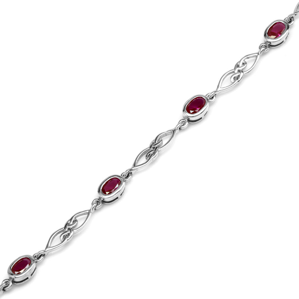 2.1 Ct Simulated Red Ruby 925 Sterling Silver Celtic Knot 7.25-8.75 Inch Adjustable Bracelet for Women - Silvershake-store