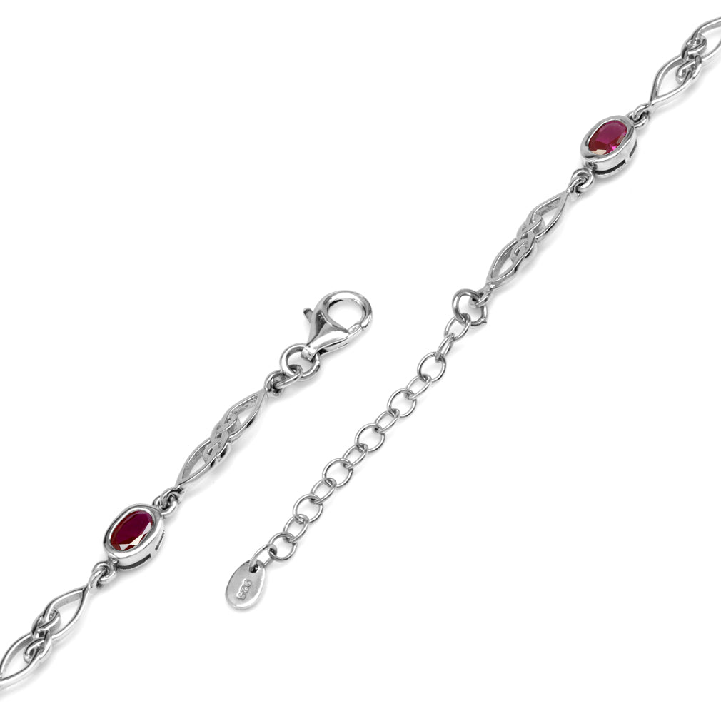 2.1 Ct Simulated Red Ruby 925 Sterling Silver Celtic Knot 7.25-8.75 Inch Adjustable Bracelet for Women - Silvershake-store