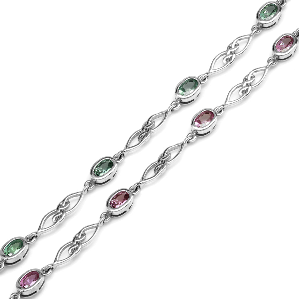2.3 Ct Genuine Greyish Blue Green Tanaznite 925 Sterling Silver Celtic Knot 7.25-8.75 Inch Adjustable Bracelet for Women - Silvershake-store