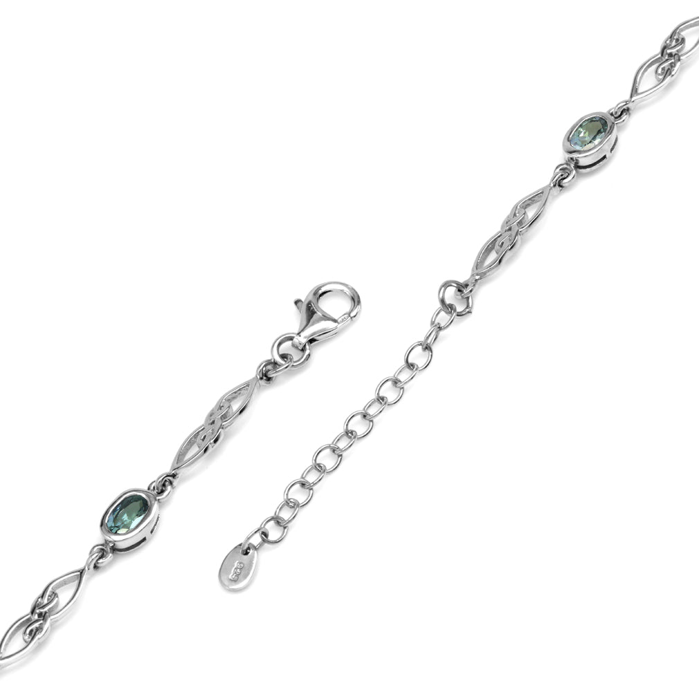 2.3 Ct Genuine Greyish Blue Green Tanaznite 925 Sterling Silver Celtic Knot 7.25-8.75 Inch Adjustable Bracelet for Women - Silvershake-store