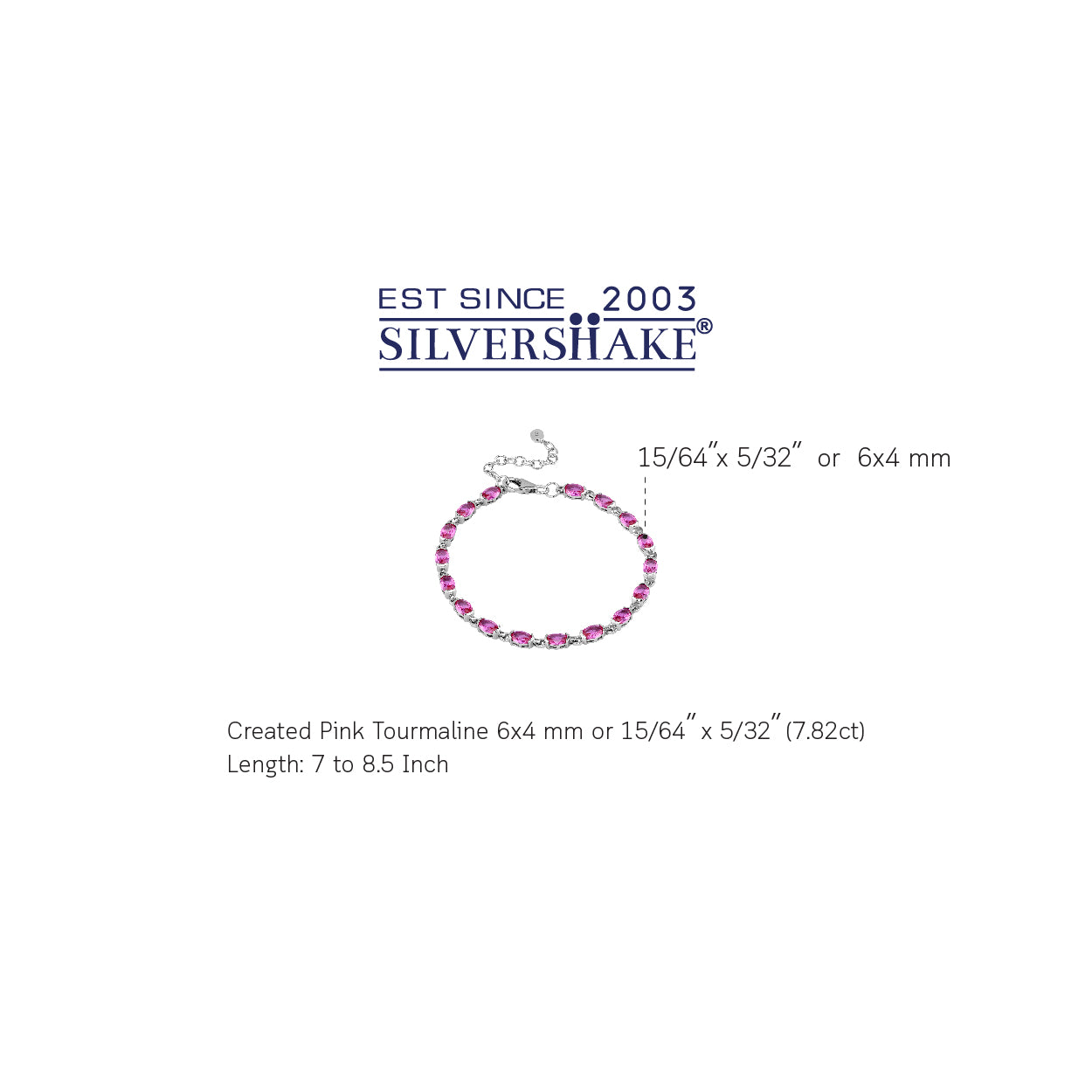 Created Oval Shape Pink Tourmaline White Gold Plated 925 Sterling Silver Tennis 7 to 8.5 Inch Adjustable Bracelet October Gemstone Birthstone - Silvershake-store