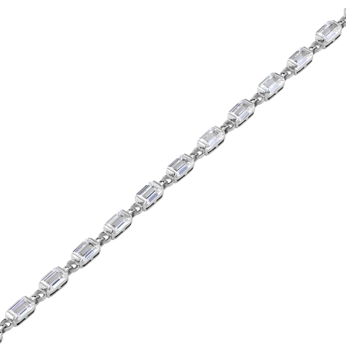 6X4mm Octagon Shape Cubic Zirconia White Gold Plated 925 Sterling Silver 7 to 8.5 Inch Adjustable Tennis Bracelet April Gemstone Birthstone Jewelry for Women - Silvershake-store