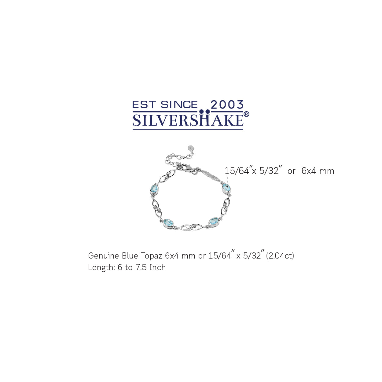 2.04 CTW Genuine Blue Topaz White Gold Plated 925 Sterling Silver Scroll / Filigree Celtic Knot Weave 6 to 7.5 Inch Adjustable Bracelet December Gemstone Birthstone - Silvershake-store
