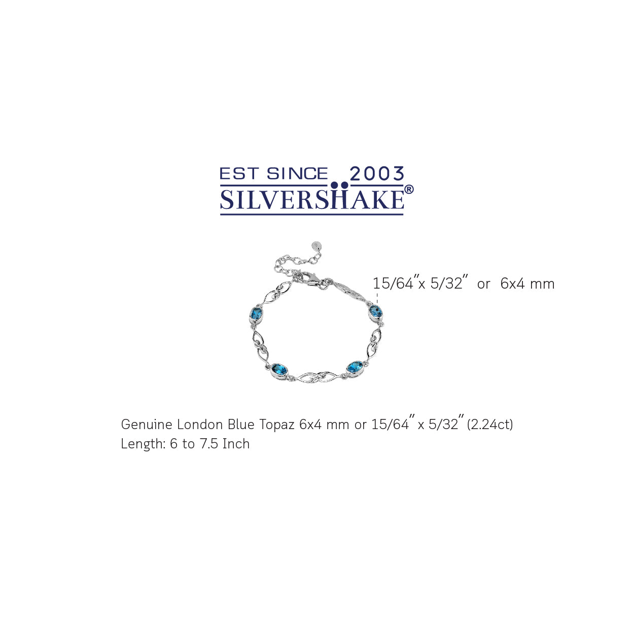 2.24 CTW Genuine London Blue Topaz White Gold Plated 925 Sterling Silver Scroll / Filigree Celtic Knot Weave 6 to 7.5 Inch Adjustable Bracelet December Gemstone Birthstone - Silvershake-store