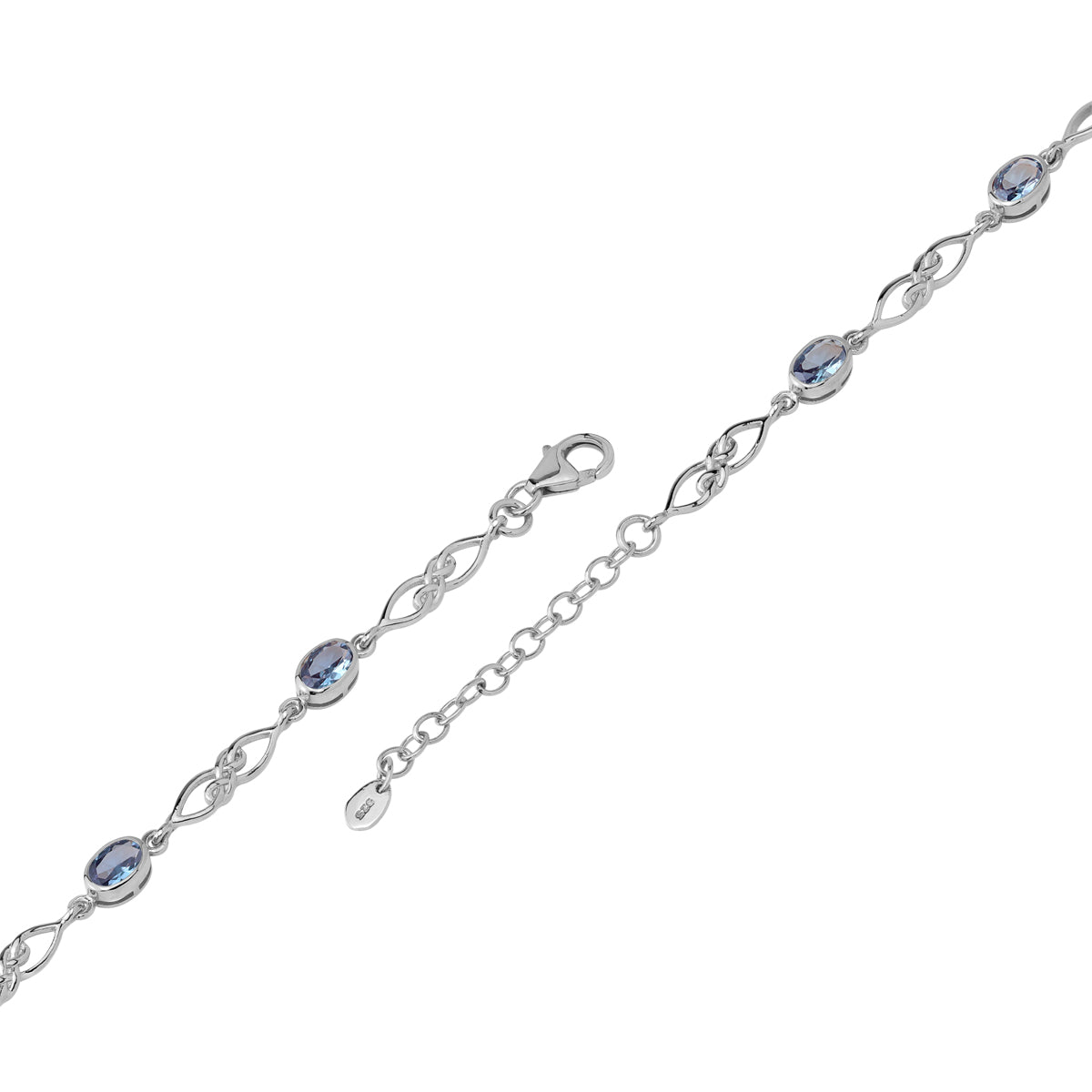 Created Color Change Alexandrite White Gold Plated 925 Sterling Silver Scroll / Filigree Celtic Knot Weave 6 to 7.5 Inch Adjustable Bracelet June Gemstone Birthstone - Silvershake-store