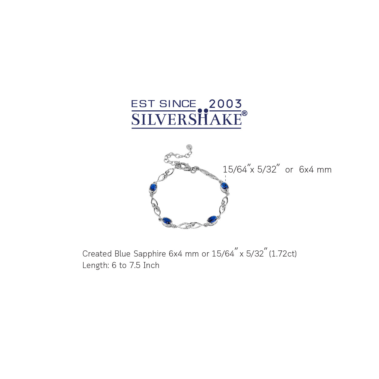 Created Blue Sapphire White Gold Plated 925 Sterling Silver Scroll / Filigree Celtic Knot Weave 6 to 7.5 Inch Adjustable Bracelet September Gemstone Birthstone - Silvershake-store