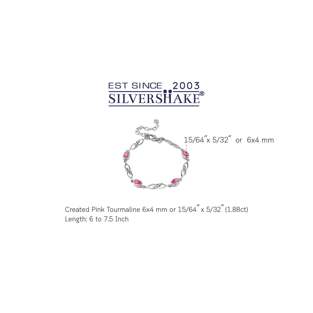 Created Pink Tourmaline White Gold Plated 925 Sterling Silver Scroll / Filigree Celtic Knot Weave 6 to 7.5 Inch Adjustable Bracelet October Gemstone Birthstone - Silvershake-store
