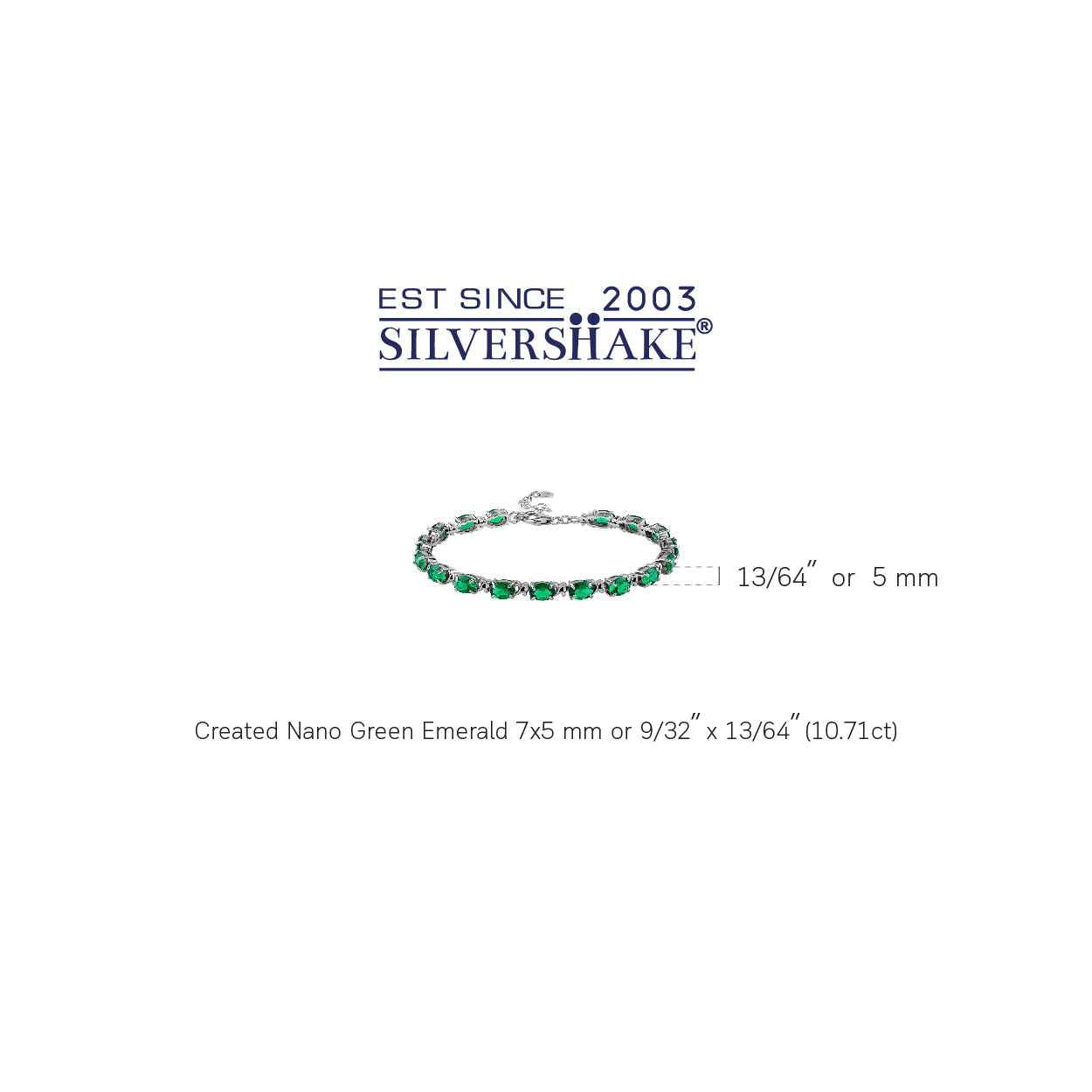 7X5mm Created Oval Shape Nano Green Emerald 925 Sterling Silver Victorian Style 7.5 to 9 Inch Adjustable Bracelet May Gemstone Birthstone Jewelry for Women