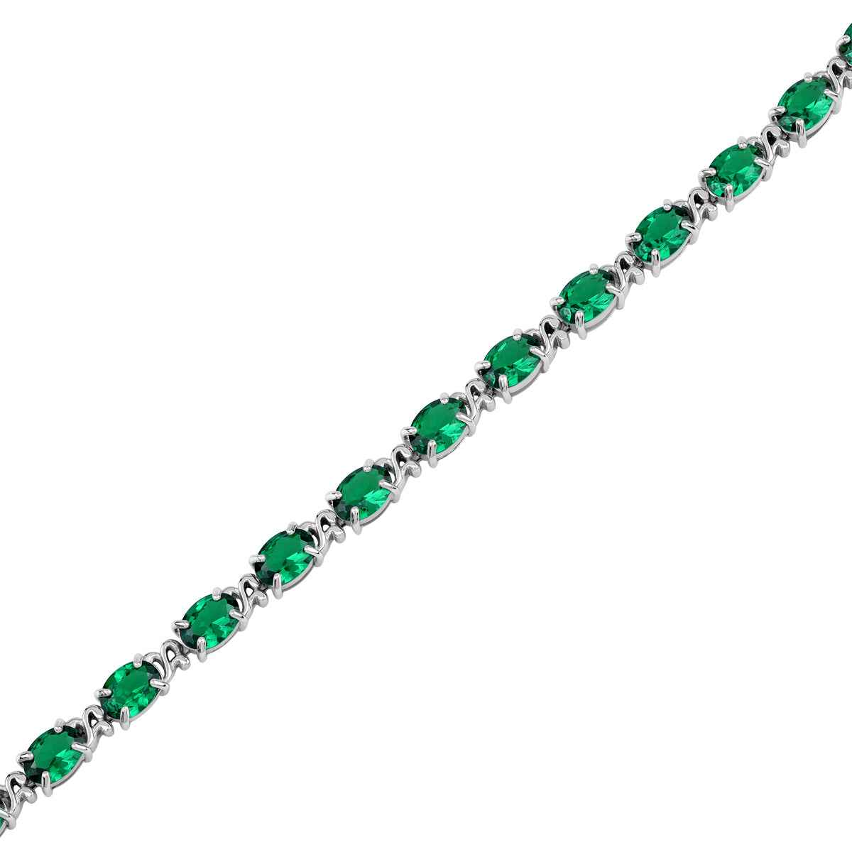 7X5mm Created Oval Shape Nano Green Emerald 925 Sterling Silver Victorian Style 7.5 to 9 Inch Adjustable Bracelet May Gemstone Birthstone Jewelry for Women