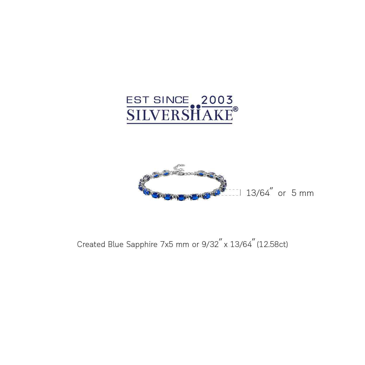7X5mm Created Oval Shape Blue Sapphire 925 Sterling Silver Victorian Style 7.5 to 9 Inch Adjustable Bracelet September Gemstone Birthstone Jewelry for Women
