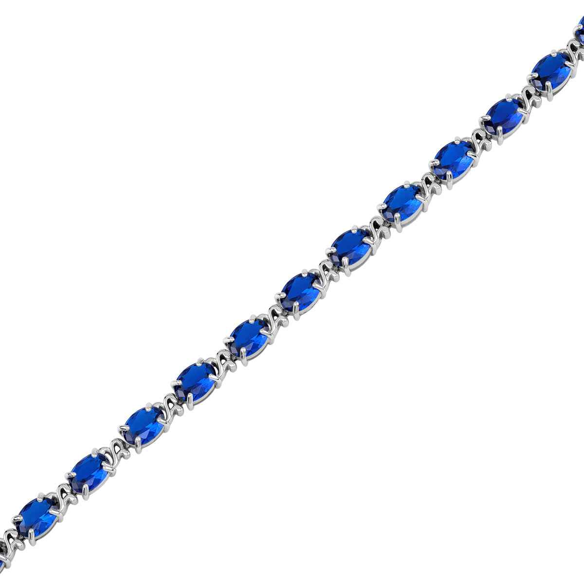 7X5mm Created Oval Shape Blue Sapphire 925 Sterling Silver Victorian Style 7.5 to 9 Inch Adjustable Bracelet September Gemstone Birthstone Jewelry for Women