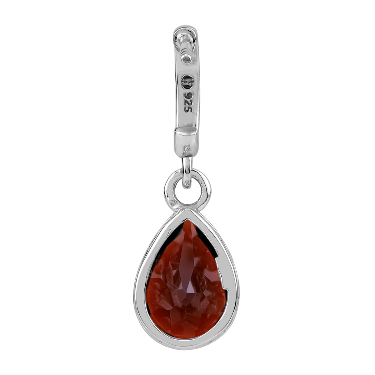 4.04 CTW 10X7mm Natural Pear Shape Red Garnet White Gold Plated 925 Sterling Silver Heart Victorian Style Drop Dangle in C Hoop Stud Post Earrings January Gemstone Birthstone - Silvershake-store