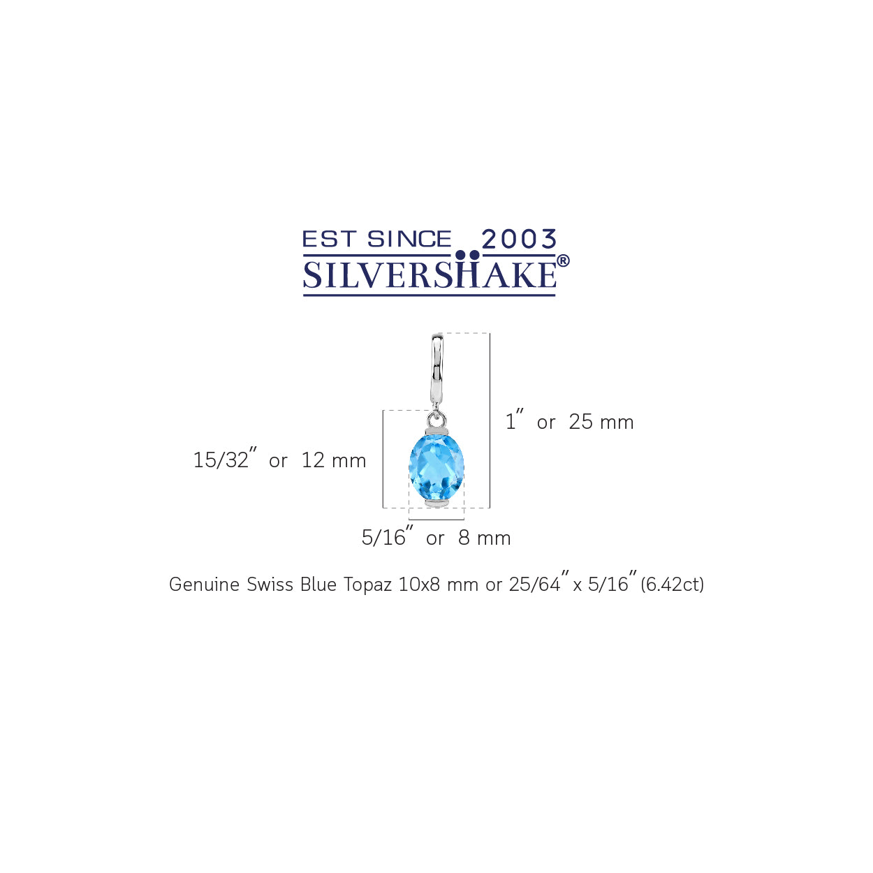 Silvershake 10X8mm 6.42 CTW Genuine Oval Shape Swiss Blue Topaz White Gold Plated 925 Sterling Silver in C Hoop Stud Post Dangle Earrings December Birthstone Gemstone Jewelry for Women - Silvershake-store